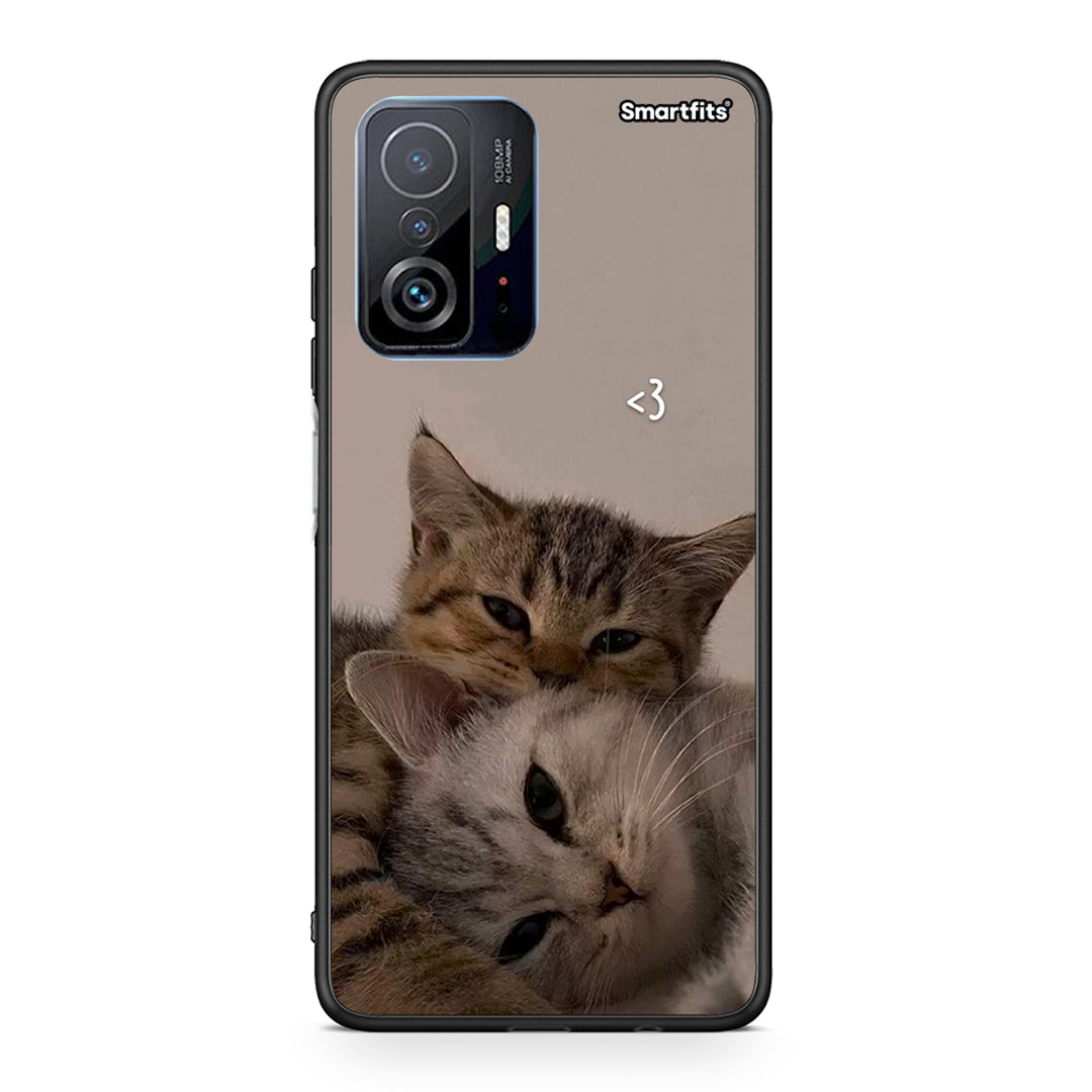 Xiaomi 11T / 11T Pro Cats In Love Θήκη από τη Smartfits με σχέδιο στο πίσω μέρος και μαύρο περίβλημα | Smartphone case with colorful back and black bezels by Smartfits
