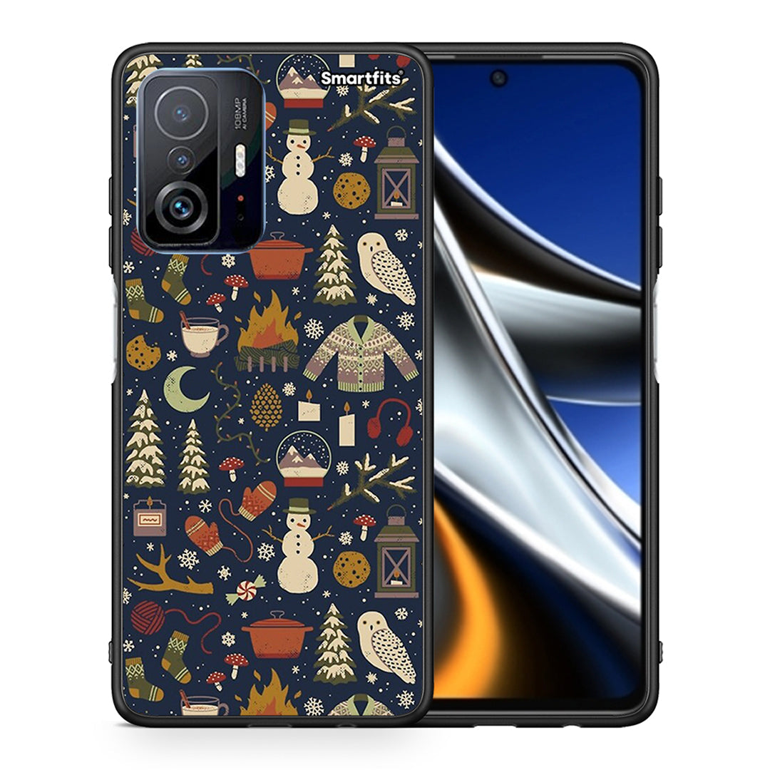 Θήκη Xiaomi 11T/11T Pro Christmas Elements από τη Smartfits με σχέδιο στο πίσω μέρος και μαύρο περίβλημα | Xiaomi 11T/11T Pro Christmas Elements case with colorful back and black bezels