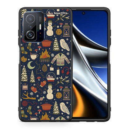 Θήκη Xiaomi 11T/11T Pro Christmas Elements από τη Smartfits με σχέδιο στο πίσω μέρος και μαύρο περίβλημα | Xiaomi 11T/11T Pro Christmas Elements case with colorful back and black bezels