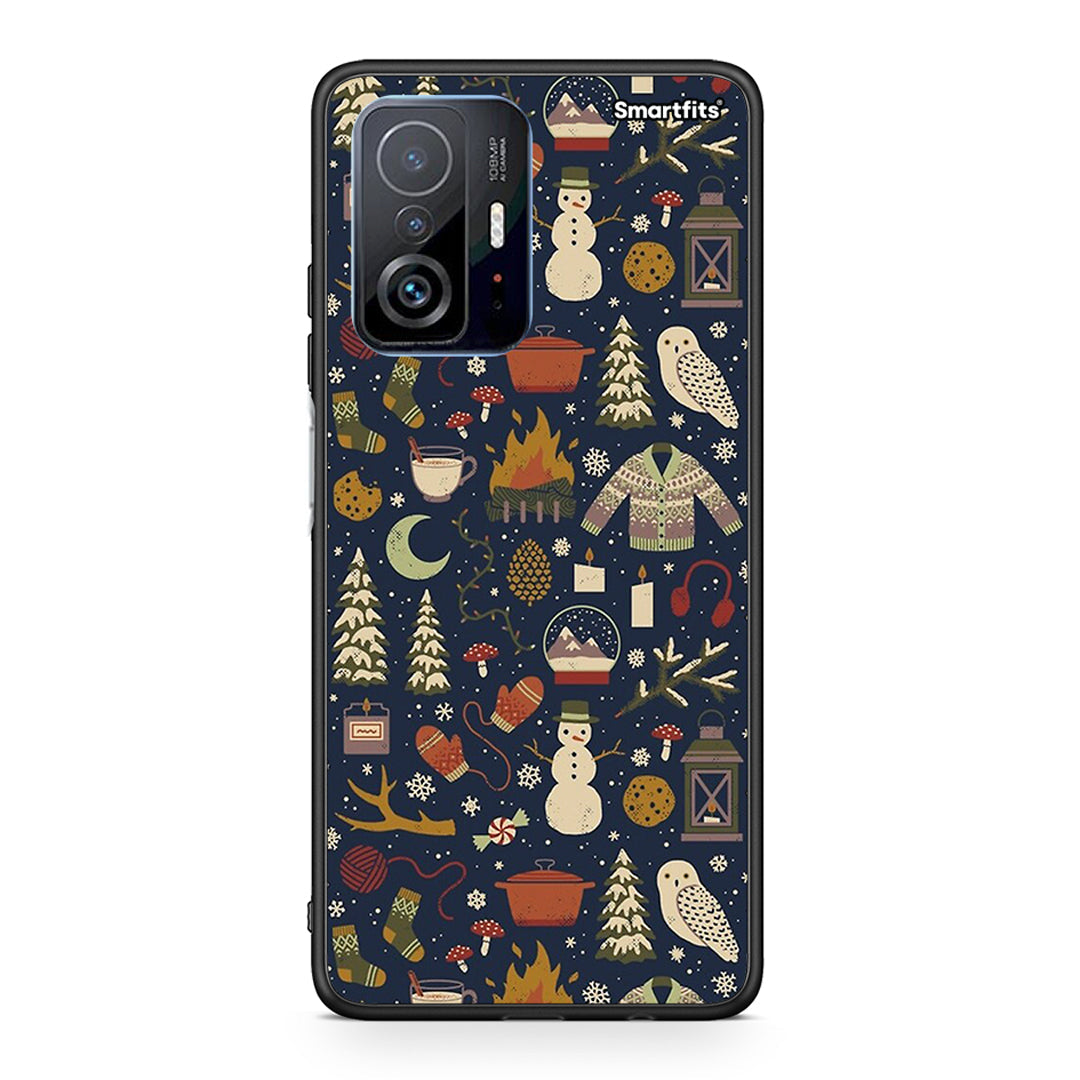 Xiaomi 11T/11T Pro Christmas Elements θήκη από τη Smartfits με σχέδιο στο πίσω μέρος και μαύρο περίβλημα | Smartphone case with colorful back and black bezels by Smartfits