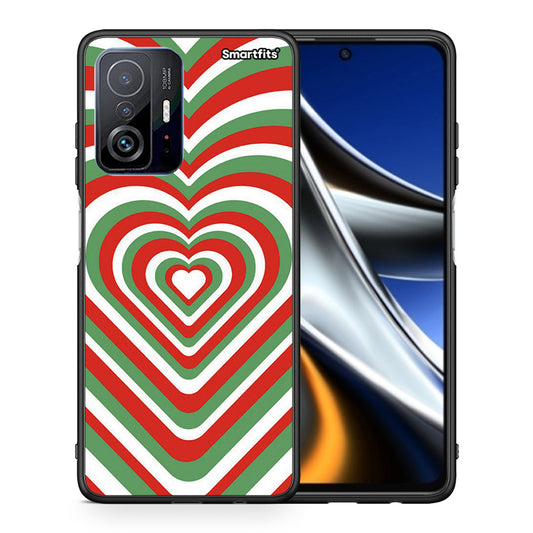Θήκη Xiaomi 11T/11T Pro Christmas Hearts από τη Smartfits με σχέδιο στο πίσω μέρος και μαύρο περίβλημα | Xiaomi 11T/11T Pro Christmas Hearts case with colorful back and black bezels