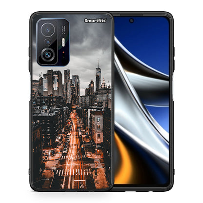 Θήκη Xiaomi 11T/11T Pro City Lights από τη Smartfits με σχέδιο στο πίσω μέρος και μαύρο περίβλημα | Xiaomi 11T/11T Pro City Lights case with colorful back and black bezels