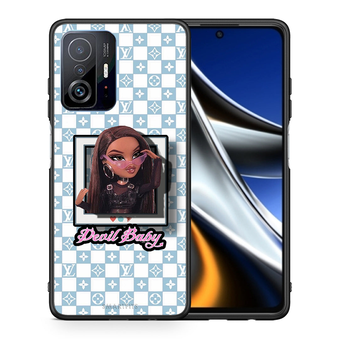 Θήκη Αγίου Βαλεντίνου Xiaomi 11T / 11T Pro Devil Baby από τη Smartfits με σχέδιο στο πίσω μέρος και μαύρο περίβλημα | Xiaomi 11T / 11T Pro Devil Baby case with colorful back and black bezels