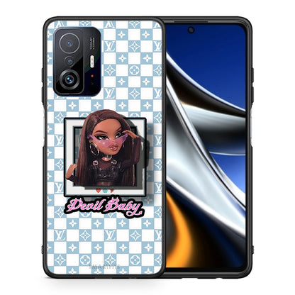 Θήκη Αγίου Βαλεντίνου Xiaomi 11T / 11T Pro Devil Baby από τη Smartfits με σχέδιο στο πίσω μέρος και μαύρο περίβλημα | Xiaomi 11T / 11T Pro Devil Baby case with colorful back and black bezels