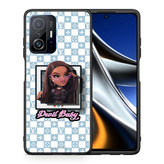 Θήκη Αγίου Βαλεντίνου Xiaomi 11T / 11T Pro Devil Baby από τη Smartfits με σχέδιο στο πίσω μέρος και μαύρο περίβλημα | Xiaomi 11T / 11T Pro Devil Baby case with colorful back and black bezels