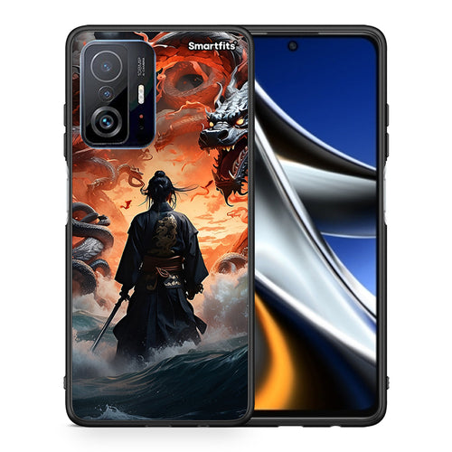 Θήκη Xiaomi 11T/11T Pro Dragons Fight από τη Smartfits με σχέδιο στο πίσω μέρος και μαύρο περίβλημα | Xiaomi 11T/11T Pro Dragons Fight case with colorful back and black bezels
