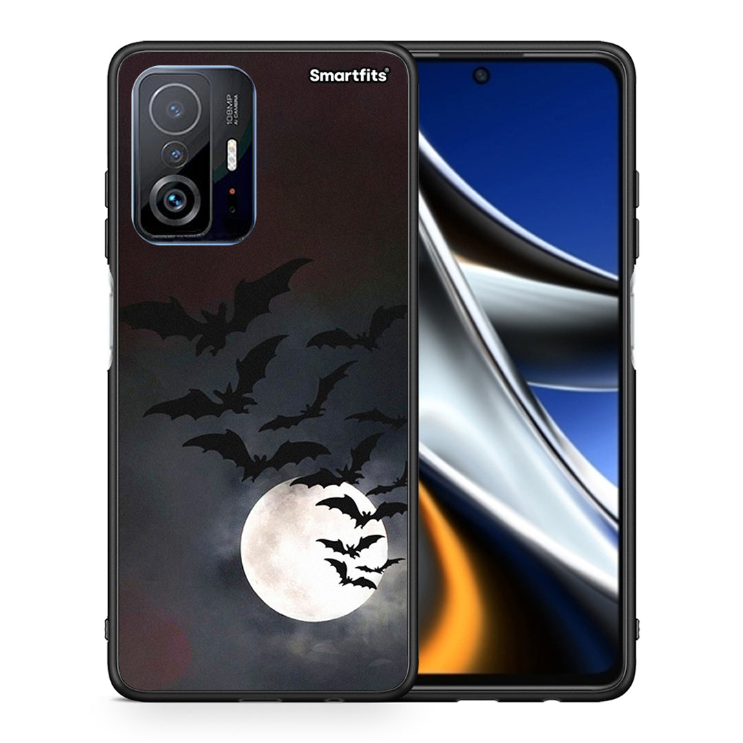 Θήκη Xiaomi 11T / 11T Pro Halloween Bat Night από τη Smartfits με σχέδιο στο πίσω μέρος και μαύρο περίβλημα | Xiaomi 11T / 11T Pro Halloween Bat Night case with colorful back and black bezels
