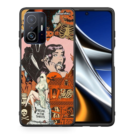 Θήκη Xiaomi 11T / 11T Pro Halloween Collage από τη Smartfits με σχέδιο στο πίσω μέρος και μαύρο περίβλημα | Xiaomi 11T / 11T Pro Halloween Collage case with colorful back and black bezels