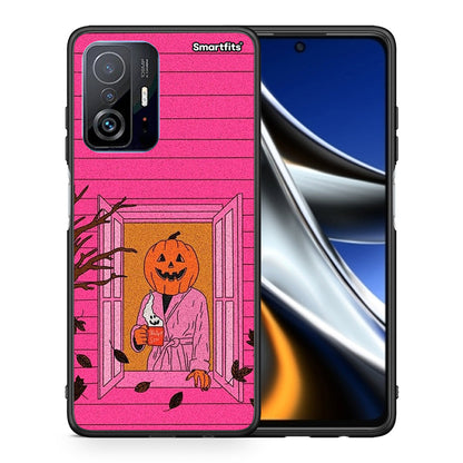 Θήκη Xiaomi 11T / 11T Pro Halloween Pumpkin Lady από τη Smartfits με σχέδιο στο πίσω μέρος και μαύρο περίβλημα | Xiaomi 11T / 11T Pro Halloween Pumpkin Lady case with colorful back and black bezels