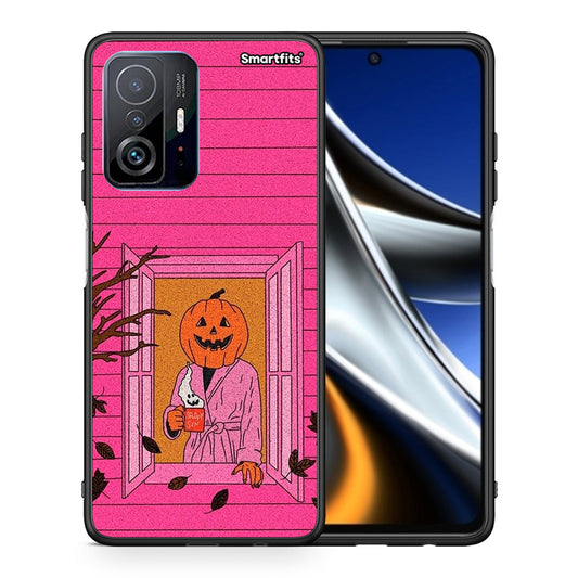 Θήκη Xiaomi 11T / 11T Pro Halloween Pumpkin Lady από τη Smartfits με σχέδιο στο πίσω μέρος και μαύρο περίβλημα | Xiaomi 11T / 11T Pro Halloween Pumpkin Lady case with colorful back and black bezels