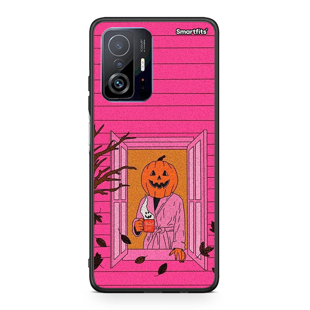 Xiaomi 11T / 11T Pro Halloween Pumpkin Lady Θήκη από τη Smartfits με σχέδιο στο πίσω μέρος και μαύρο περίβλημα | Smartphone case with colorful back and black bezels by Smartfits