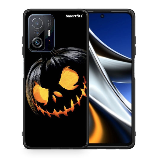 Θήκη Xiaomi 11T / 11T Pro Halloween Scary Pumpkin από τη Smartfits με σχέδιο στο πίσω μέρος και μαύρο περίβλημα | Xiaomi 11T / 11T Pro Halloween Scary Pumpkin case with colorful back and black bezels