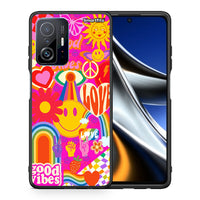 Thumbnail for Θήκη Xiaomi 11T/11T Pro Hippie Love από τη Smartfits με σχέδιο στο πίσω μέρος και μαύρο περίβλημα | Xiaomi 11T/11T Pro Hippie Love case with colorful back and black bezels