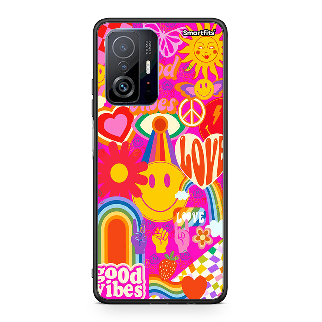 Xiaomi 11T/11T Pro Hippie Love θήκη από τη Smartfits με σχέδιο στο πίσω μέρος και μαύρο περίβλημα | Smartphone case with colorful back and black bezels by Smartfits