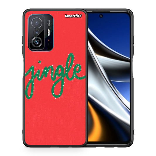 Θήκη Xiaomi 11T/11T Pro Jingle Xmas από τη Smartfits με σχέδιο στο πίσω μέρος και μαύρο περίβλημα | Xiaomi 11T/11T Pro Jingle Xmas case with colorful back and black bezels