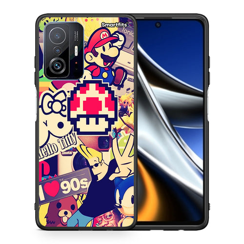 Θήκη Xiaomi 11T/11T Pro Love The 90s από τη Smartfits με σχέδιο στο πίσω μέρος και μαύρο περίβλημα | Xiaomi 11T/11T Pro Love The 90s case with colorful back and black bezels