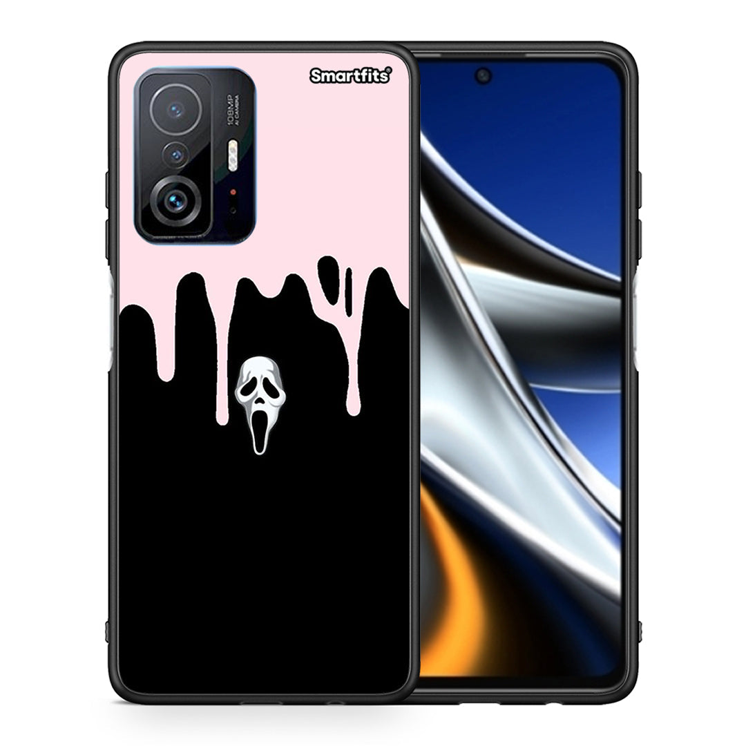 Θήκη Xiaomi 11T / 11T Pro Melting Halloween Mask από τη Smartfits με σχέδιο στο πίσω μέρος και μαύρο περίβλημα | Xiaomi 11T / 11T Pro Melting Halloween Mask case with colorful back and black bezels