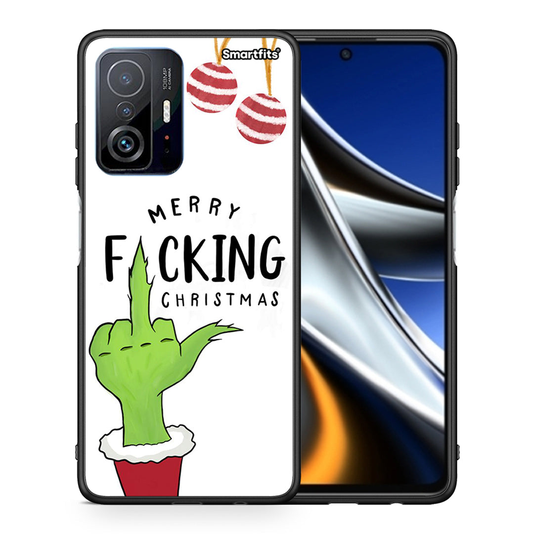 Θήκη Xiaomi 11T/11T Pro Merry F Xmas από τη Smartfits με σχέδιο στο πίσω μέρος και μαύρο περίβλημα | Xiaomi 11T/11T Pro Merry F Xmas case with colorful back and black bezels