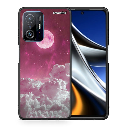 Θήκη Xiaomi 11T / 11T Pro Pink Moon από τη Smartfits με σχέδιο στο πίσω μέρος και μαύρο περίβλημα | Xiaomi 11T / 11T Pro Pink Moon case with colorful back and black bezels