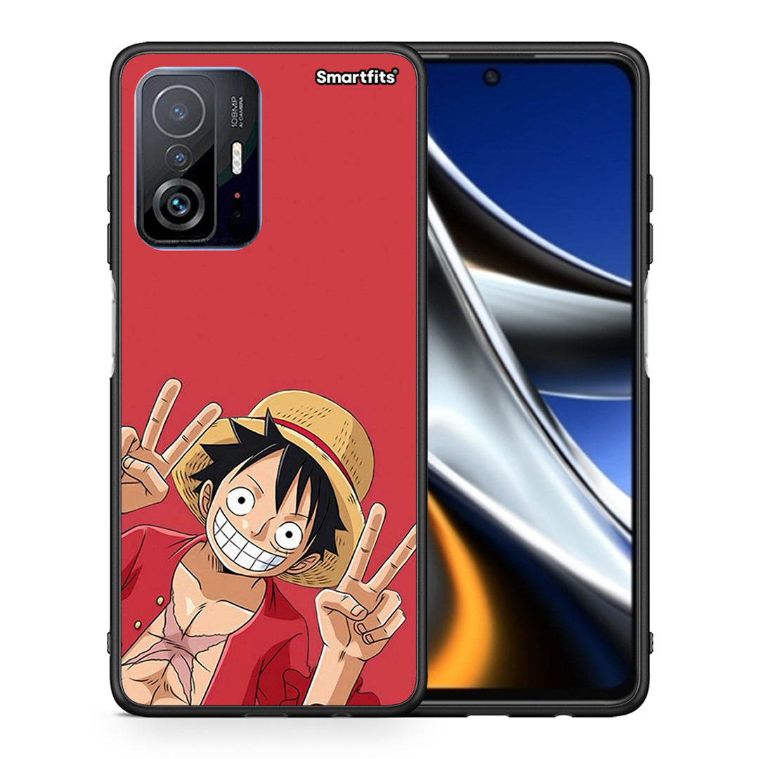 Θήκη Xiaomi 11T / 11T Pro Pirate Luffy από τη Smartfits με σχέδιο στο πίσω μέρος και μαύρο περίβλημα | Xiaomi 11T / 11T Pro Pirate Luffy case with colorful back and black bezels