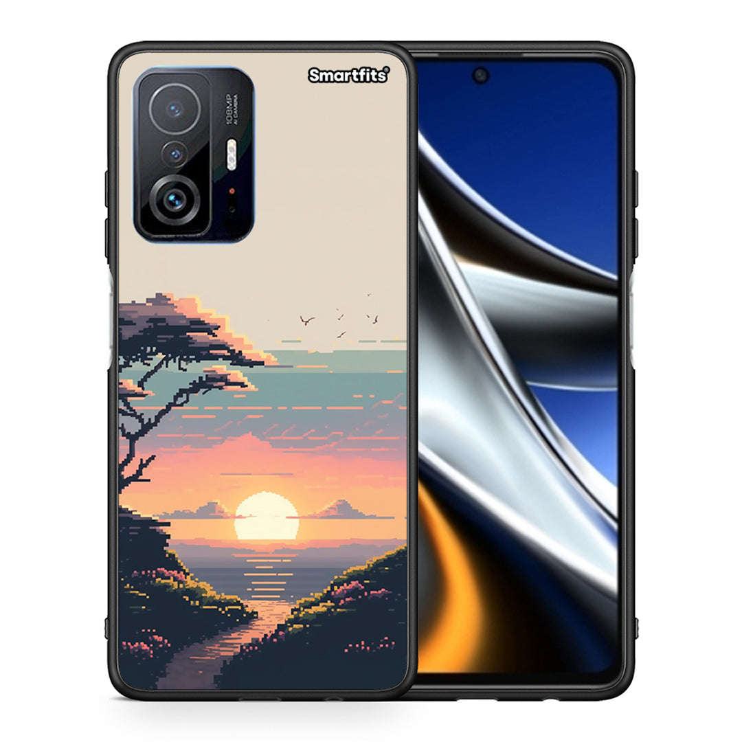 Θήκη Xiaomi 11T / 11T Pro Pixel Sunset από τη Smartfits με σχέδιο στο πίσω μέρος και μαύρο περίβλημα | Xiaomi 11T / 11T Pro Pixel Sunset case with colorful back and black bezels