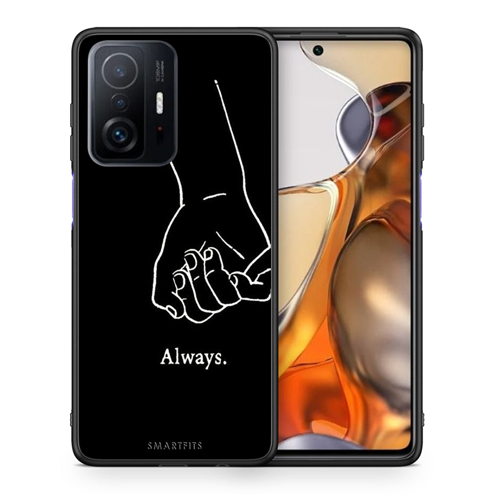 Θήκη Αγίου Βαλεντίνου Xiaomi 11T / 11T Pro Always & Forever 1 από τη Smartfits με σχέδιο στο πίσω μέρος και μαύρο περίβλημα | Xiaomi 11T / 11T Pro Always & Forever 1 case with colorful back and black bezels