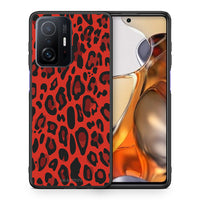 Thumbnail for Θήκη Xiaomi 11T/11T Pro Red Leopard Animal από τη Smartfits με σχέδιο στο πίσω μέρος και μαύρο περίβλημα | Xiaomi 11T/11T Pro Red Leopard Animal case with colorful back and black bezels
