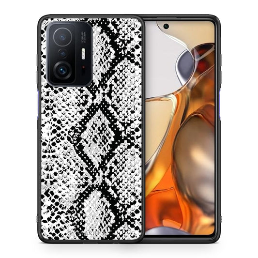 Θήκη Xiaomi 11T/11T Pro White Snake Animal από τη Smartfits με σχέδιο στο πίσω μέρος και μαύρο περίβλημα | Xiaomi 11T/11T Pro White Snake Animal case with colorful back and black bezels