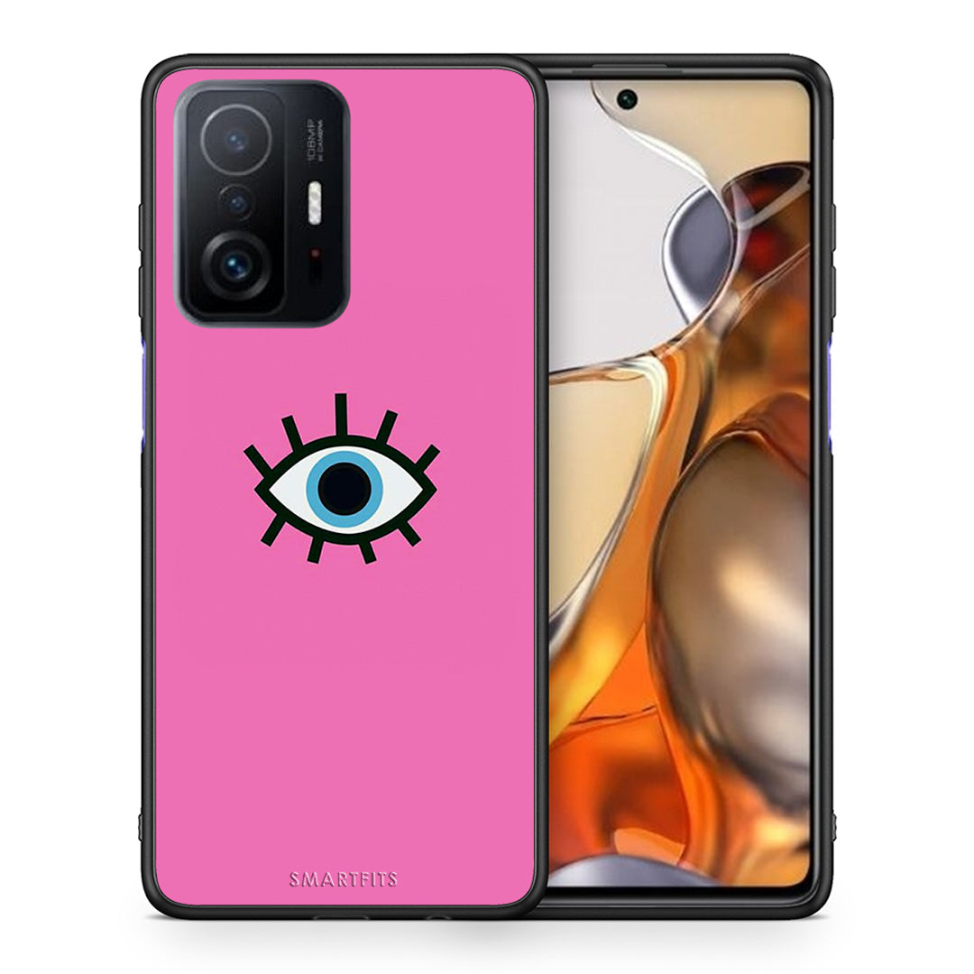 Θήκη Xiaomi 11T/11T Pro Blue Eye Pink από τη Smartfits με σχέδιο στο πίσω μέρος και μαύρο περίβλημα | Xiaomi 11T/11T Pro Blue Eye Pink case with colorful back and black bezels