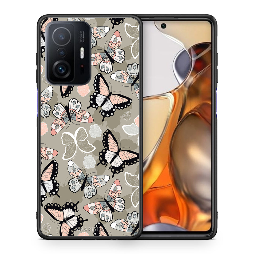 Θήκη Xiaomi 11T/11T Pro Butterflies Boho από τη Smartfits με σχέδιο στο πίσω μέρος και μαύρο περίβλημα | Xiaomi 11T/11T Pro Butterflies Boho case with colorful back and black bezels