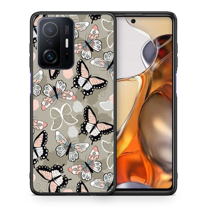 Θήκη Xiaomi 11T/11T Pro Butterflies Boho από τη Smartfits με σχέδιο στο πίσω μέρος και μαύρο περίβλημα | Xiaomi 11T/11T Pro Butterflies Boho case with colorful back and black bezels