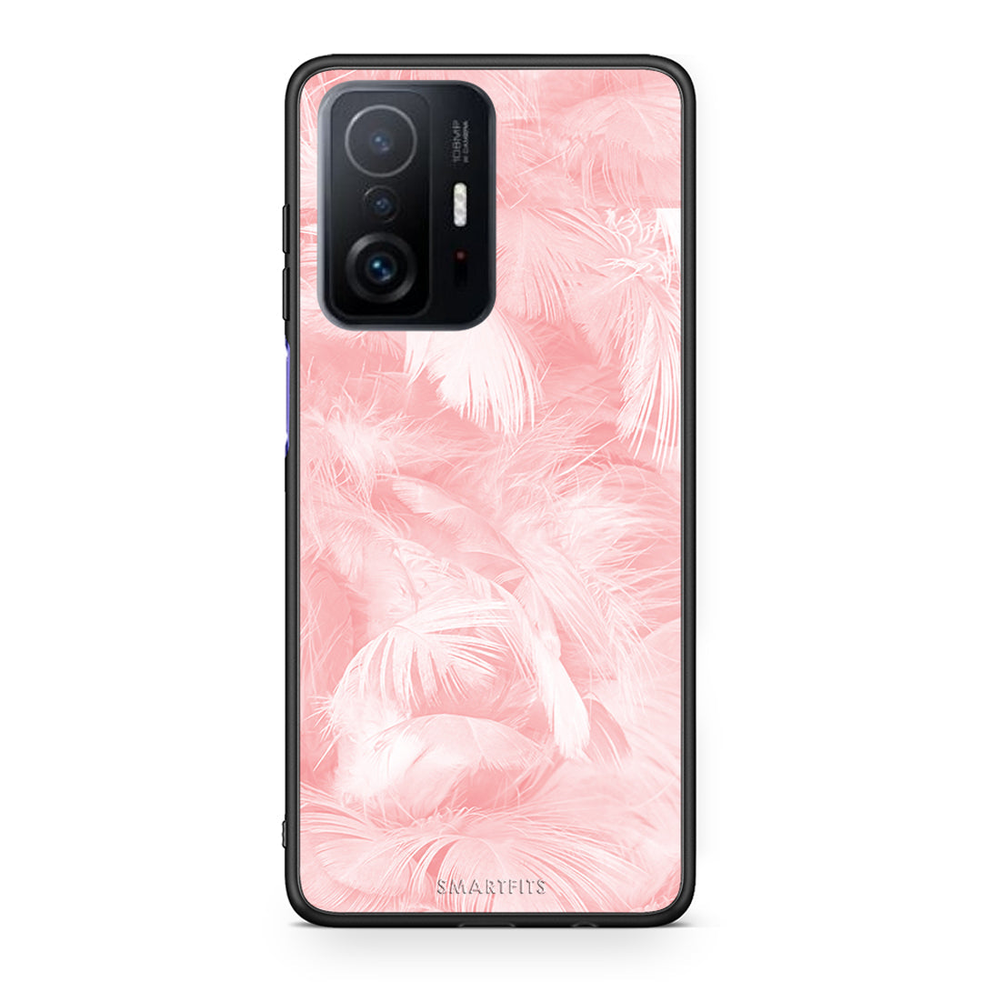 33 - Xiaomi 11T/11T Pro Pink Feather Boho case, cover, bumper
