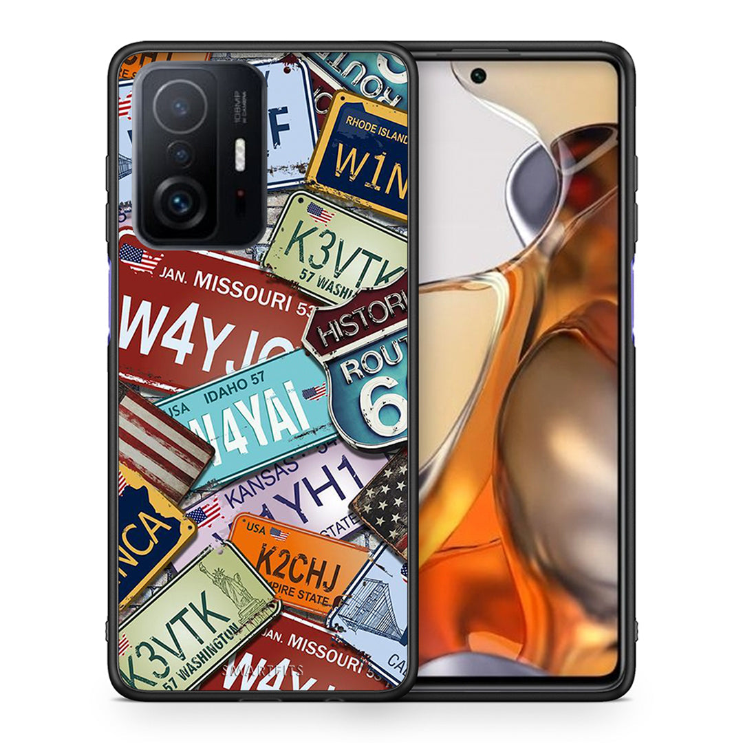 Θήκη Xiaomi 11T/11T Pro Car Plates από τη Smartfits με σχέδιο στο πίσω μέρος και μαύρο περίβλημα | Xiaomi 11T/11T Pro Car Plates case with colorful back and black bezels