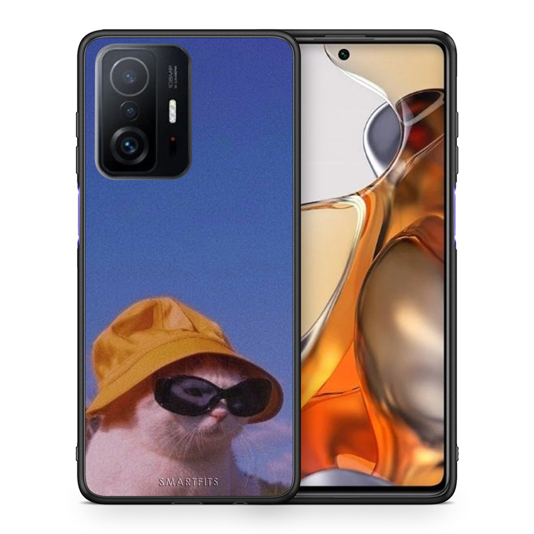 Θήκη Xiaomi 11T/11T Pro Cat Diva από τη Smartfits με σχέδιο στο πίσω μέρος και μαύρο περίβλημα | Xiaomi 11T/11T Pro Cat Diva case with colorful back and black bezels