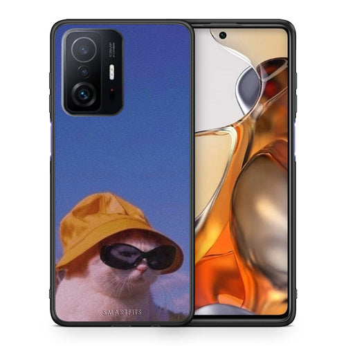 Θήκη Xiaomi 11T/11T Pro Cat Diva από τη Smartfits με σχέδιο στο πίσω μέρος και μαύρο περίβλημα | Xiaomi 11T/11T Pro Cat Diva case with colorful back and black bezels