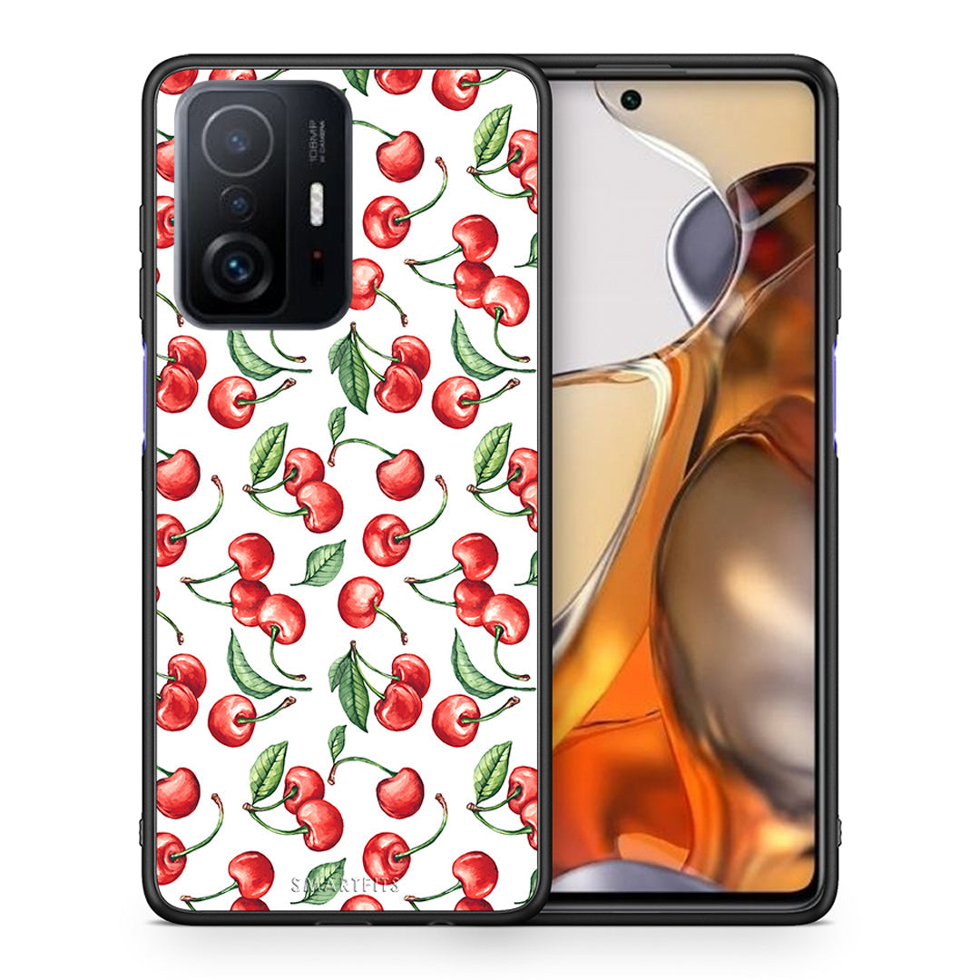 Θήκη Xiaomi 11T/11T Pro Cherry Summer από τη Smartfits με σχέδιο στο πίσω μέρος και μαύρο περίβλημα | Xiaomi 11T/11T Pro Cherry Summer case with colorful back and black bezels
