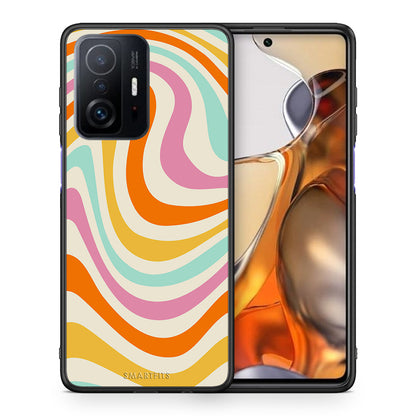 Θήκη Xiaomi 11T/11T Pro Colourful Waves από τη Smartfits με σχέδιο στο πίσω μέρος και μαύρο περίβλημα | Xiaomi 11T/11T Pro Colourful Waves case with colorful back and black bezels