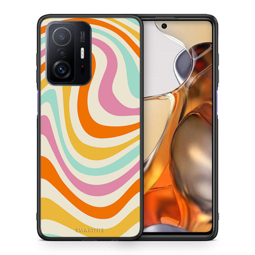 Θήκη Xiaomi 11T/11T Pro Colourful Waves από τη Smartfits με σχέδιο στο πίσω μέρος και μαύρο περίβλημα | Xiaomi 11T/11T Pro Colourful Waves case with colorful back and black bezels