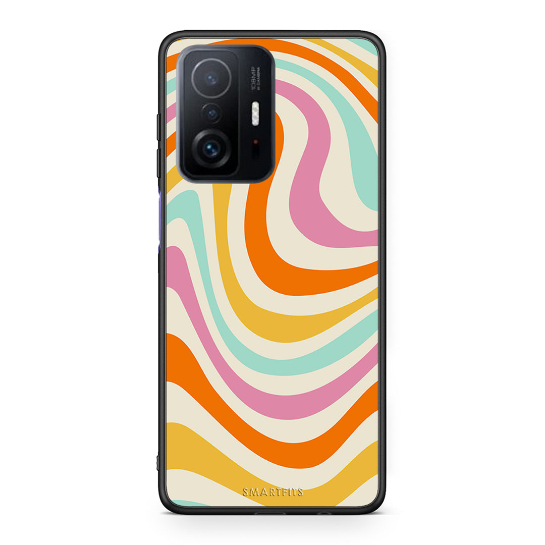 Xiaomi 11T/11T Pro Colourful Waves θήκη από τη Smartfits με σχέδιο στο πίσω μέρος και μαύρο περίβλημα | Smartphone case with colorful back and black bezels by Smartfits