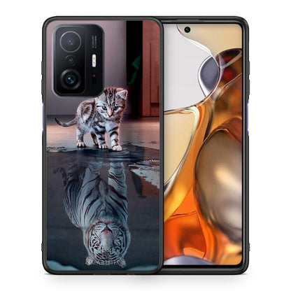 Θήκη Xiaomi 11T/11T Pro Tiger Cute από τη Smartfits με σχέδιο στο πίσω μέρος και μαύρο περίβλημα | Xiaomi 11T/11T Pro Tiger Cute case with colorful back and black bezels
