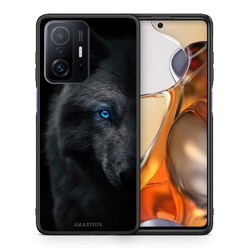 Θήκη Xiaomi 11T/11T Pro Dark Wolf από τη Smartfits με σχέδιο στο πίσω μέρος και μαύρο περίβλημα | Xiaomi 11T/11T Pro Dark Wolf case with colorful back and black bezels