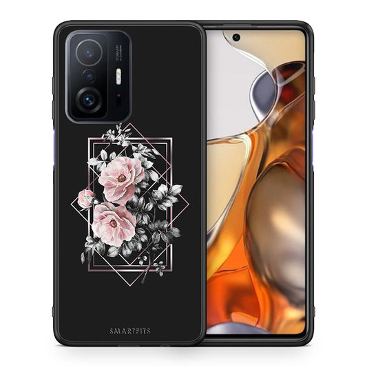 Θήκη Xiaomi 11T/11T Pro Frame Flower από τη Smartfits με σχέδιο στο πίσω μέρος και μαύρο περίβλημα | Xiaomi 11T/11T Pro Frame Flower case with colorful back and black bezels
