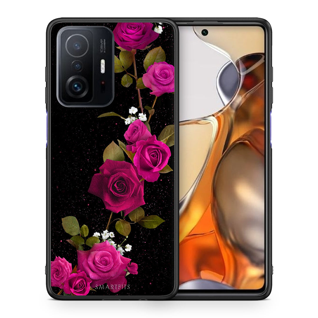 Θήκη Xiaomi 11T/11T Pro Red Roses Flower από τη Smartfits με σχέδιο στο πίσω μέρος και μαύρο περίβλημα | Xiaomi 11T/11T Pro Red Roses Flower case with colorful back and black bezels