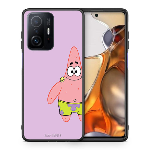 Θήκη Xiaomi 11T/11T Pro Friends Patrick από τη Smartfits με σχέδιο στο πίσω μέρος και μαύρο περίβλημα | Xiaomi 11T/11T Pro Friends Patrick case with colorful back and black bezels