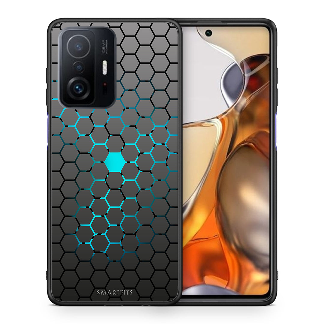 Θήκη Xiaomi 11T/11T Pro Hexagonal Geometric από τη Smartfits με σχέδιο στο πίσω μέρος και μαύρο περίβλημα | Xiaomi 11T/11T Pro Hexagonal Geometric case with colorful back and black bezels