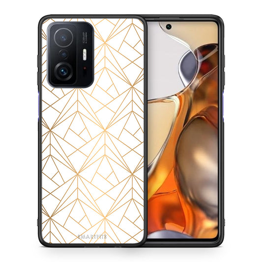 Θήκη Xiaomi 11T/11T Pro Luxury White Geometric από τη Smartfits με σχέδιο στο πίσω μέρος και μαύρο περίβλημα | Xiaomi 11T/11T Pro Luxury White Geometric case with colorful back and black bezels