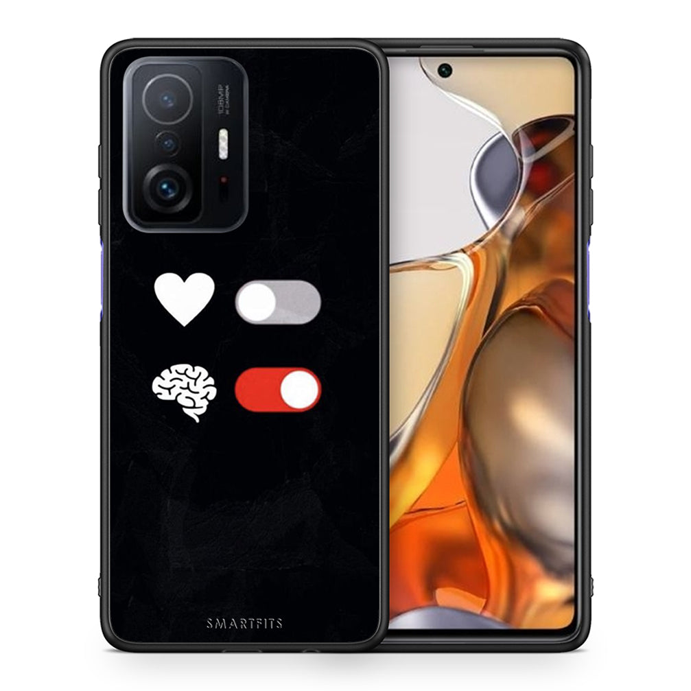 Θήκη Αγίου Βαλεντίνου Xiaomi 11T / 11T Pro Heart Vs Brain από τη Smartfits με σχέδιο στο πίσω μέρος και μαύρο περίβλημα | Xiaomi 11T / 11T Pro Heart Vs Brain case with colorful back and black bezels