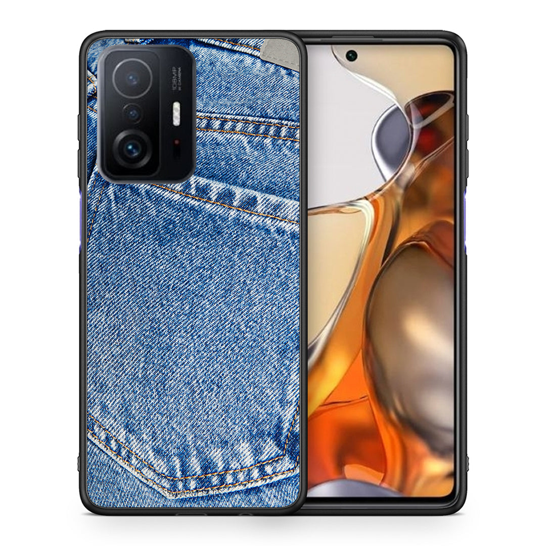 Θήκη Xiaomi 11T/11T Pro Jeans Pocket από τη Smartfits με σχέδιο στο πίσω μέρος και μαύρο περίβλημα | Xiaomi 11T/11T Pro Jeans Pocket case with colorful back and black bezels