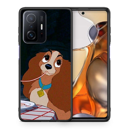 Θήκη Αγίου Βαλεντίνου Xiaomi 11T / 11T Pro Lady And Tramp 2 από τη Smartfits με σχέδιο στο πίσω μέρος και μαύρο περίβλημα | Xiaomi 11T / 11T Pro Lady And Tramp 2 case with colorful back and black bezels