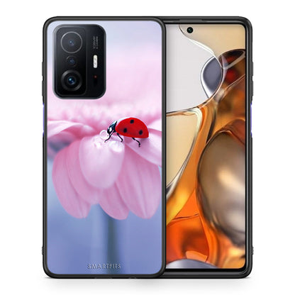 Θήκη Xiaomi 11T/11T Pro Ladybug Flower από τη Smartfits με σχέδιο στο πίσω μέρος και μαύρο περίβλημα | Xiaomi 11T/11T Pro Ladybug Flower case with colorful back and black bezels